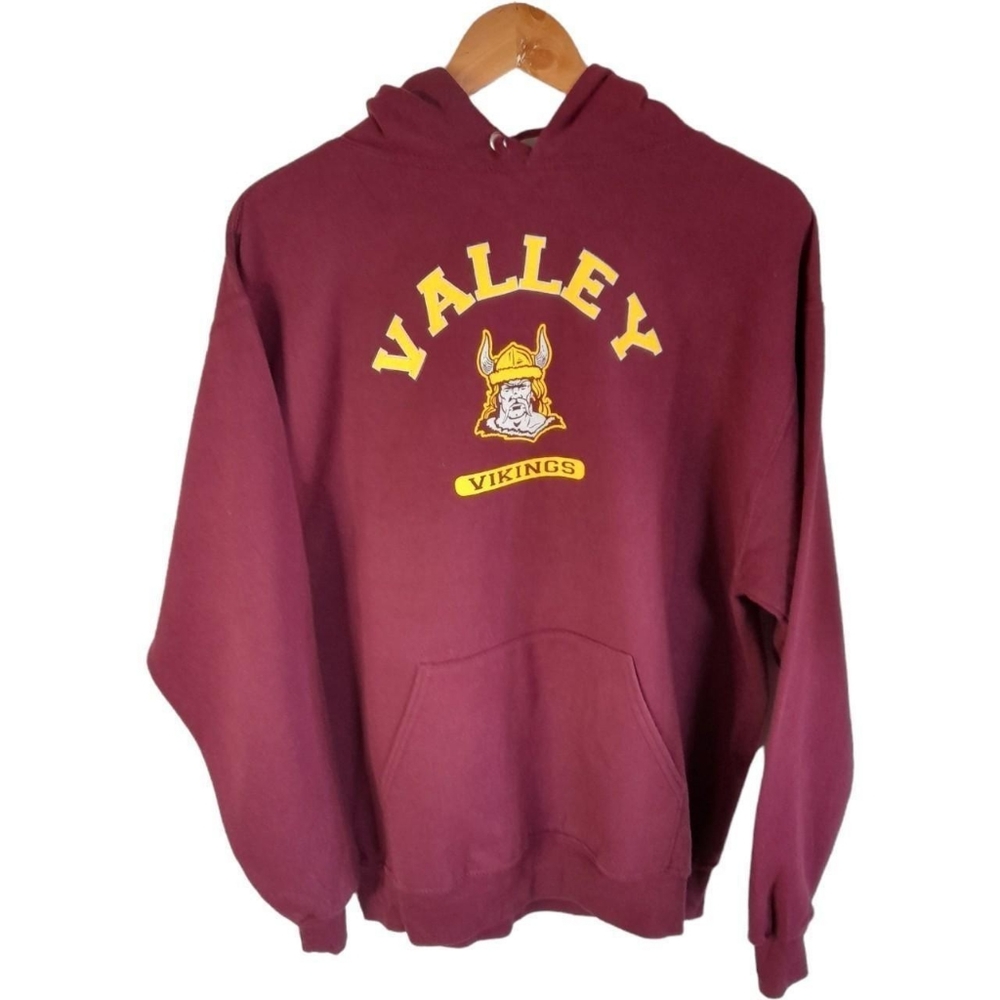 Burgundy American College Sports Hoodie Size L - Picture 2 of 3